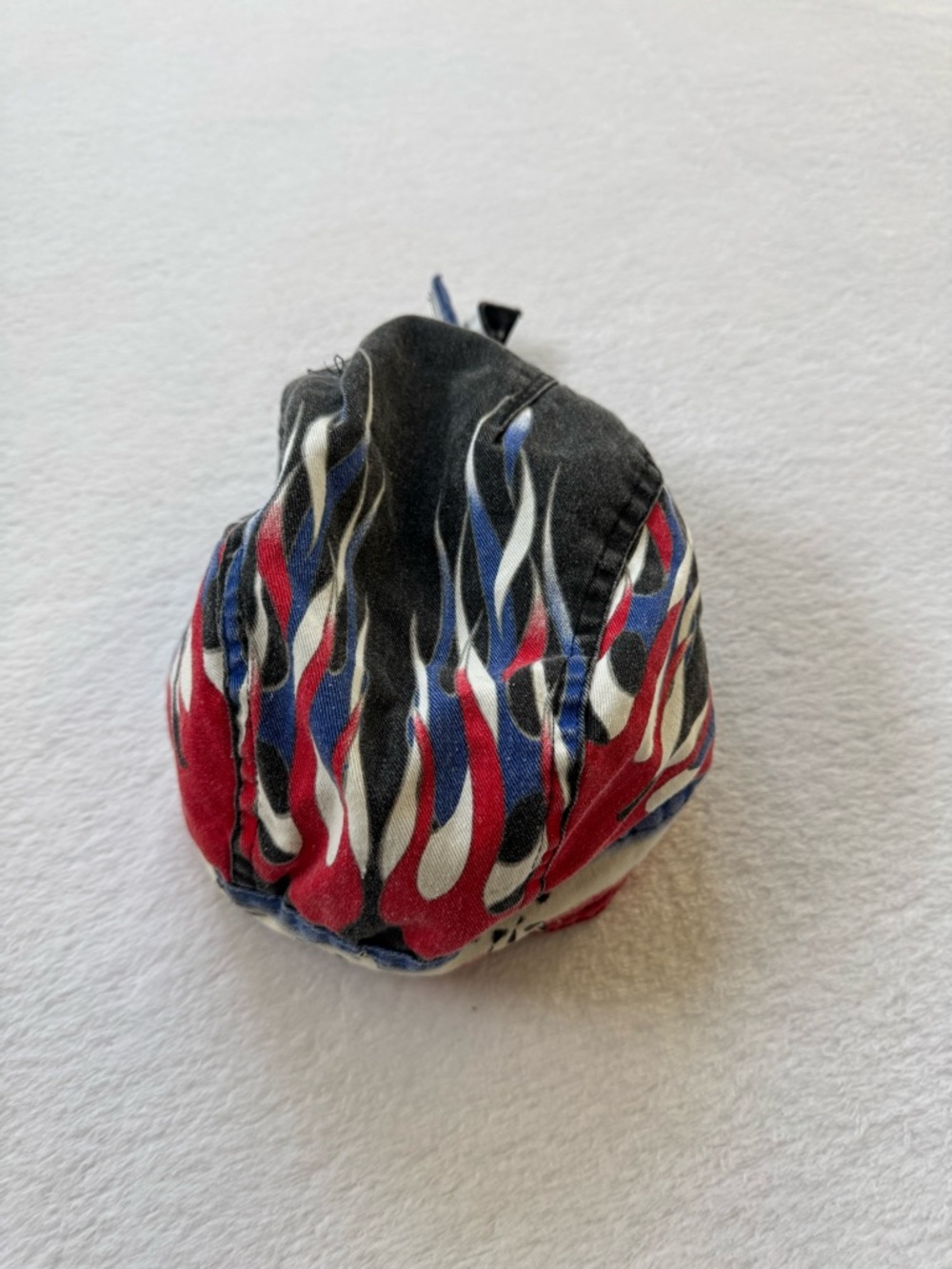 Biker Flame Print Red, Blue & White Beanie Cap